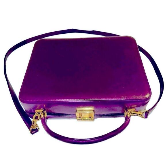 Gucci rare box purple leather bag with strap - Picture 6 of 15